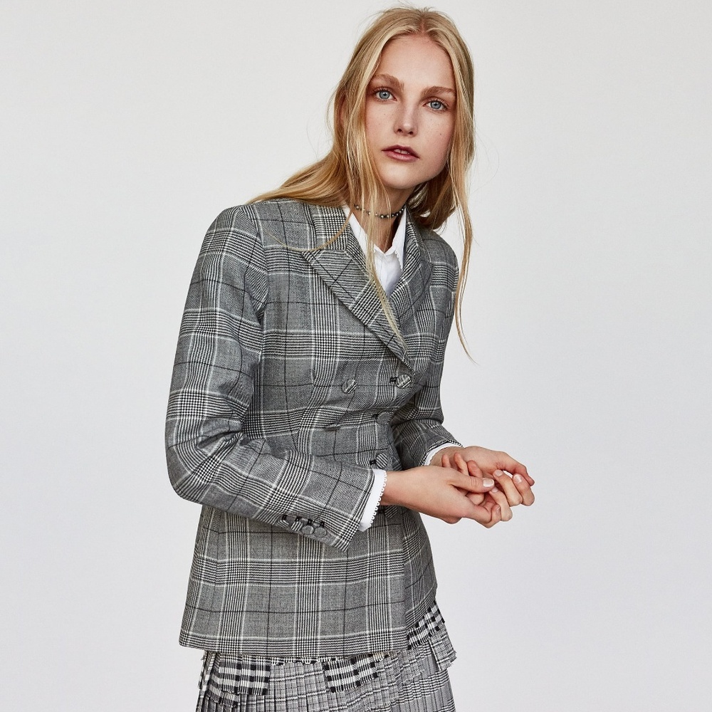 Zara Studio Wool Checked Blazer - Picture 3 of 7